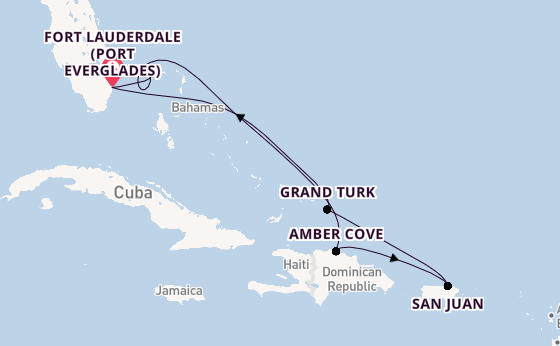 Caribbean from Fort Lauderdale (Port Everglades), Florida with the Sun Princess