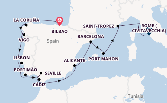 Western Mediterranean from Bilbao, Spain with the Nautica
