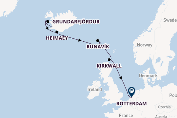 Arctica vanaf Reykjavik, IJsland met de Rotterdam