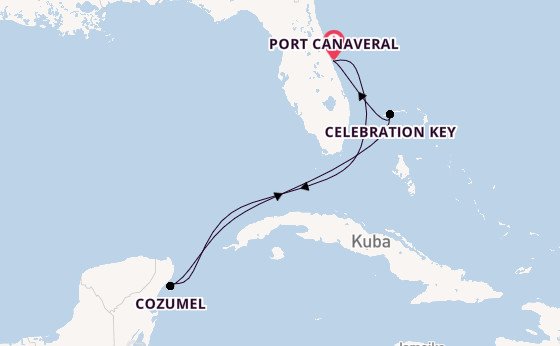 Karibik ab Port Canaveral, USA auf der Mardi Gras