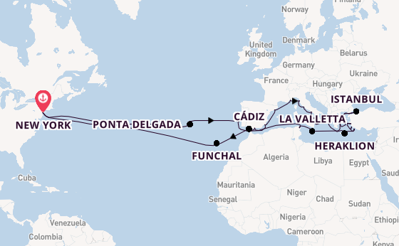trans-Atlantisch vanaf New York, Verenigde Staten met de Volendam