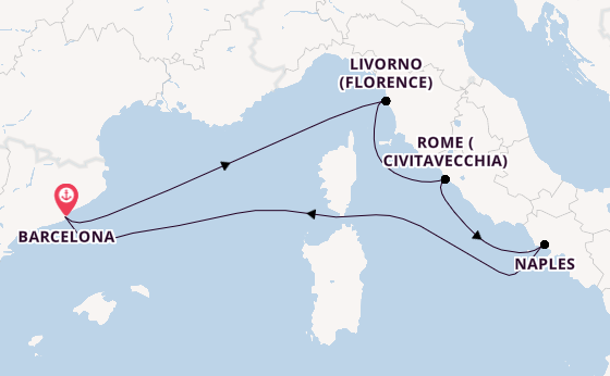 Western Mediterranean from Barcelona, Spain with the Disney Dream