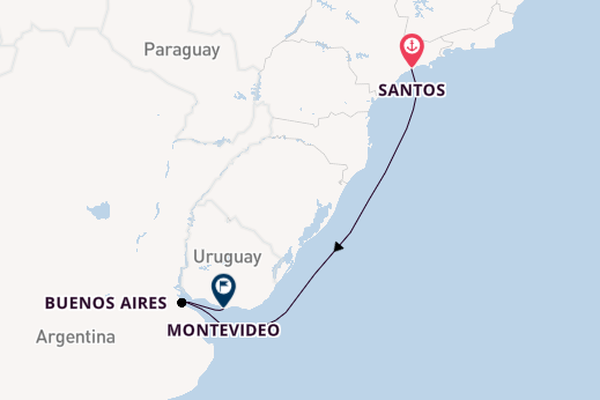 South America from Santos, Brazil with the Costa Diadema
