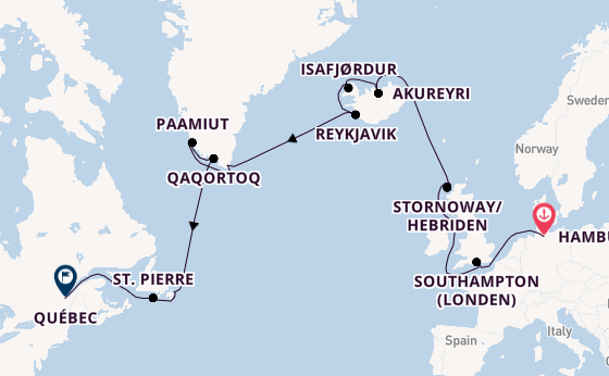 trans-Atlantisch vanaf Hamburg, Duitsland met de EXPLORA IV