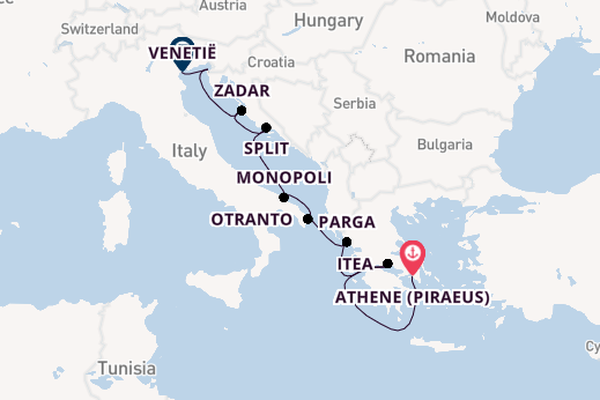Middellandse Zee vanaf Athene (Piraeus), Griekenland met de L'Austral