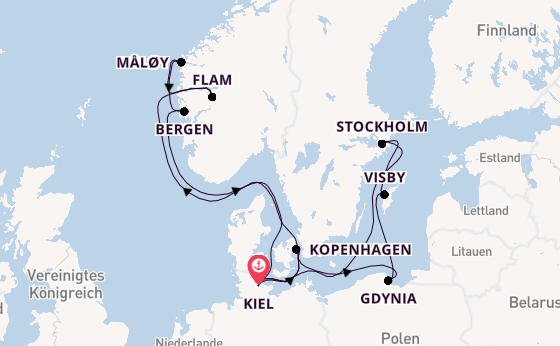 Norwegen ab Kiel, Deutschland auf der Costa Diadema