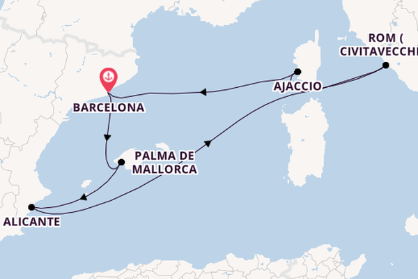 Westliches Mittelmeer ab Barcelona, Spanien auf AIDAcosma