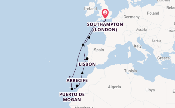 Canary Islands from Southampton, England with the Ventura