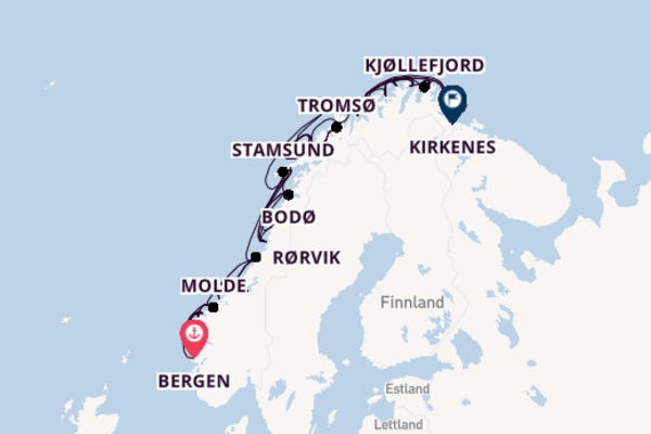 Norwegen ab Bergen, Norwegen auf der Polarlys