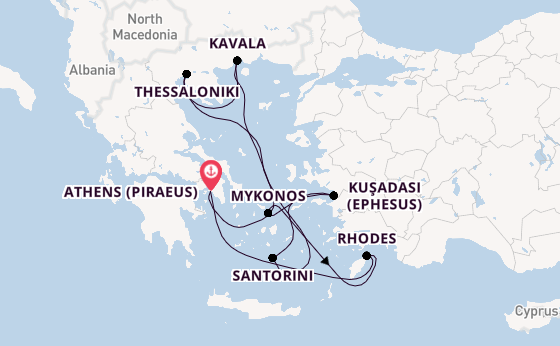 Eastern Mediterranean from Athens (Piraeus), Greece with the Celebrity Infinity