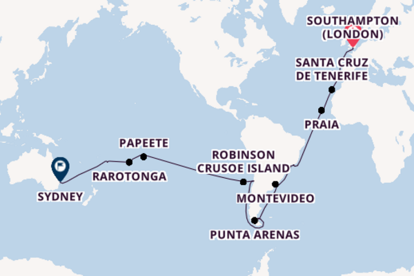 World Cruise from Southampton (London), England, United Kingdom with the Bolette