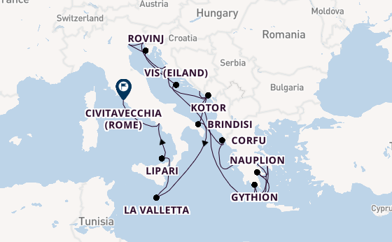 Middellandse Zee vanaf Dubrovnik, Kroatië met de Seabourn Ovation