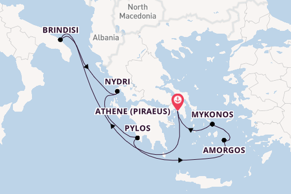 Oostelijke Middellandse Zee vanaf Athene (Piraeus), Griekenland met de EXPLORA II