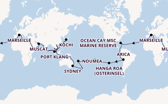 Weltreise ab Barcelona, Spanien auf der MSC Magnifica