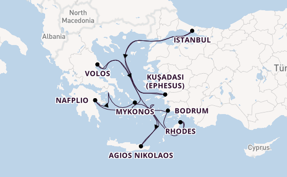 Eastern Mediterranean from Athens (Piraeus), Greece with the EXPLORA II