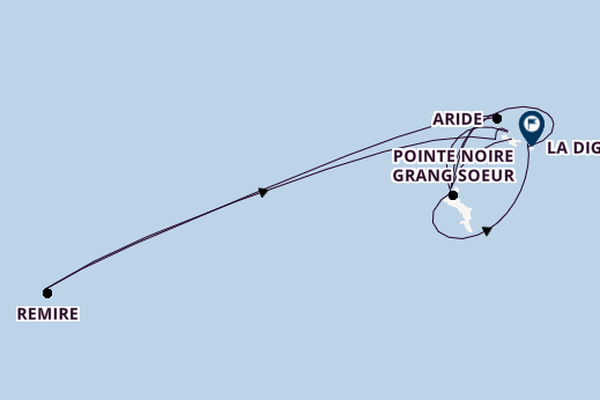 India and Indian Ocean from Praslin, Seychelles with the Le Dumont-D'Urville