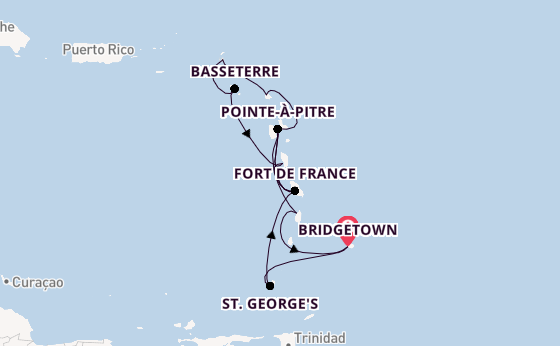 Südliche Karibik ab Bridgetown, Barbados auf der MSC World Europa