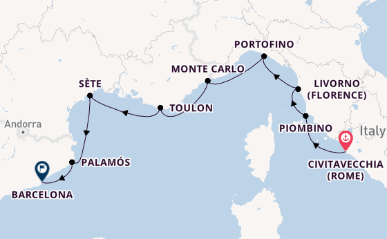 Westelijke Middellandse Zee vanaf Civitavecchia (Rome), Italië met de Seven Seas Explorer