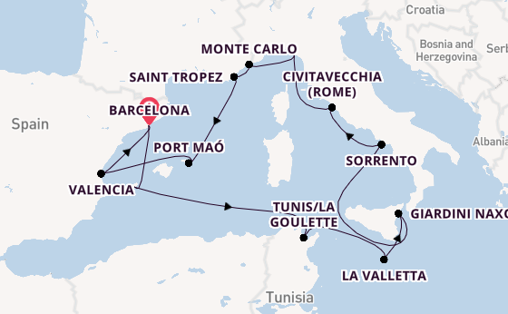 Westelijke Middellandse Zee vanaf Barcelona, Spanje met de EXPLORA I