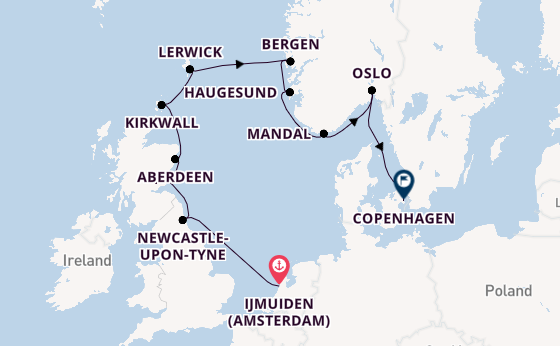 British Isles from Ijmuiden (Amsterdam), Netherlands with the Sonata (Oceania)