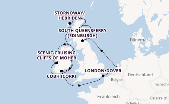 Britische Inseln ab Amsterdam, Niederlande auf der Nieuw Statendam