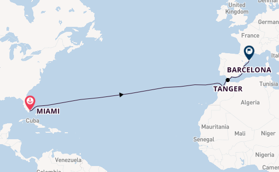 trans-Atlantisch vanaf Miami, Verenigde Staten met de Rhapsody of the Seas