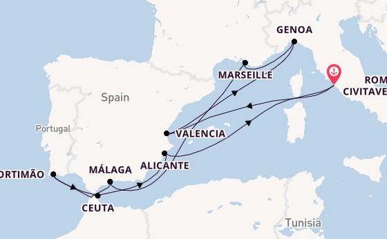 Mediterranean from Rome (Civitavecchia), Italy with the MSC Sinfonia