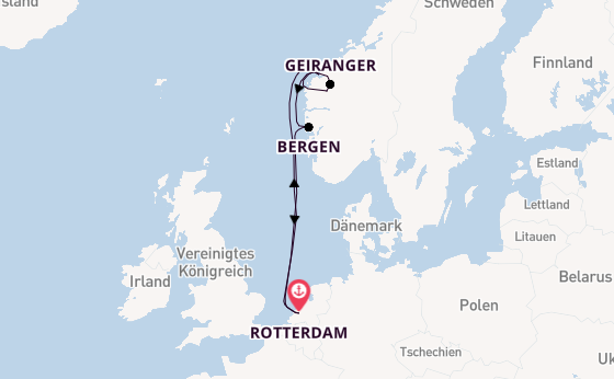 Norwegen ab Rotterdam, Niederlande auf der Rotterdam