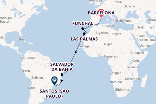 MSC Virtuosa - Große Fahrt ins Glück: Barcelona bis Copacabana