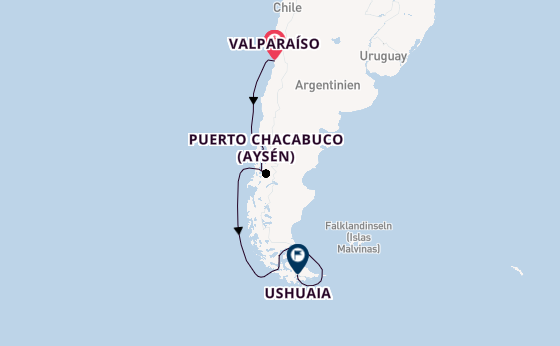 Südamerika ab Valparaíso, Chile auf der Azamara Quest