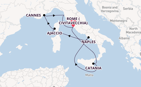 Western Mediterranean from United Kingdom with the Scarlet Lady