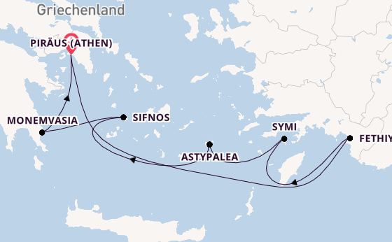 Östliches Mittelmeer ab Piräus (Athen), Griechenland auf der Star Flyer