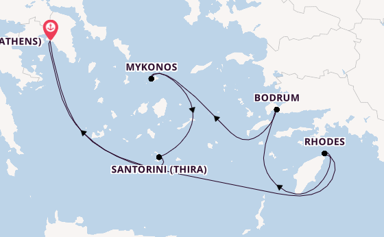Eastern Mediterranean from Piraeus (Athens), Greece with the Scarlet Lady
