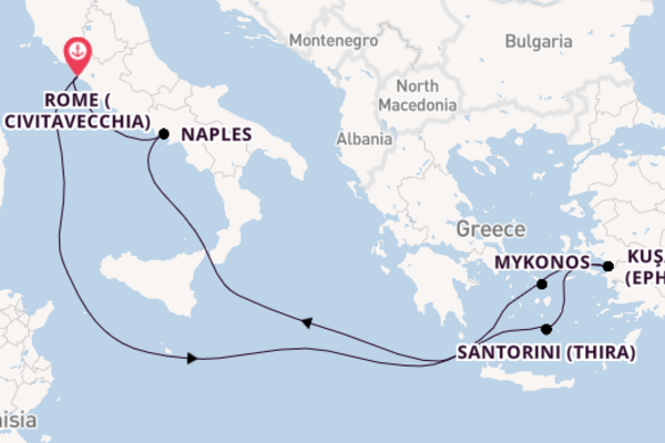 Eastern Mediterranean fly Cruise from Rome