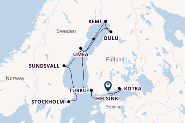Noord-Europa vanaf Stockholm, Zweden met de Seven Seas Mariner