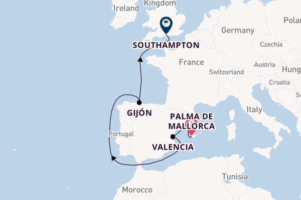 Western Mediterranean from Palma de Mallorca, Spain with the MSC Virtuosa