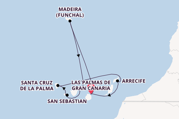 Canary Islands from Las Palmas de Gran Canaria, Canary Islands, Spain with the Costa Fortuna