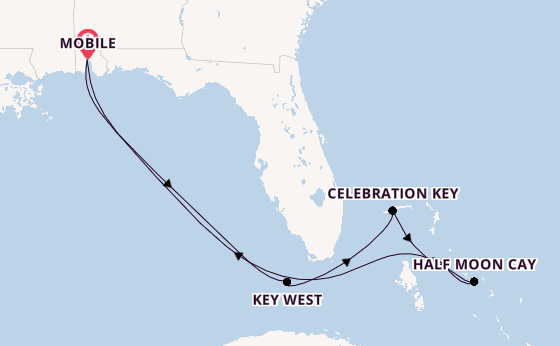 Caribbean vanaf Mobile, Alabama, Verenigde Staten met de Carnival Spirit