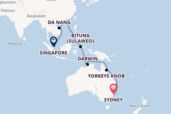 Australië vanaf Sydney, Australië met de Queen Mary 2