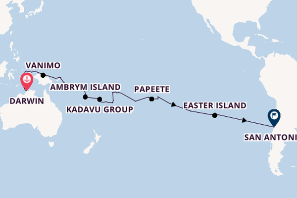 Transpacific from Darwin, Australia with the Seabourn Pursuit