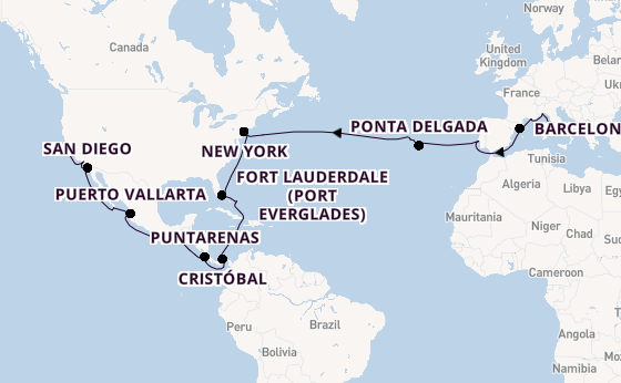 Transatlantic from Rome (Civitavecchia), Italy with the Costa Deliziosa
