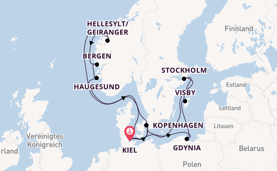 Norwegen ab Kiel, Deutschland auf der Costa Diadema