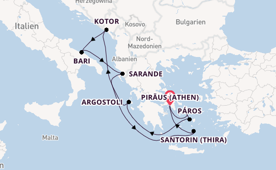 Östliches Mittelmeer ab Piräus (Athen), Griechenland auf der EXPLORA II