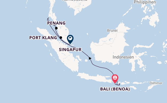 Südostasien ab Bali (Benoa), Indonesien auf der Celebrity Millennium