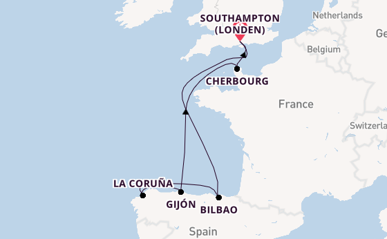Engeland vanaf Southampton (Londen), Engeland met de Queen Anne