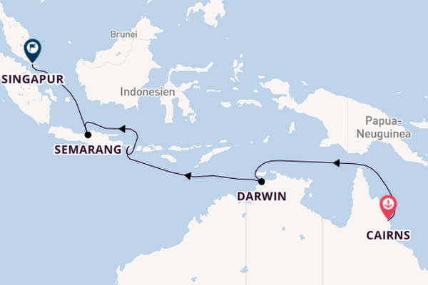 Südostasien ab Cairns, Australien auf der Silver Moon