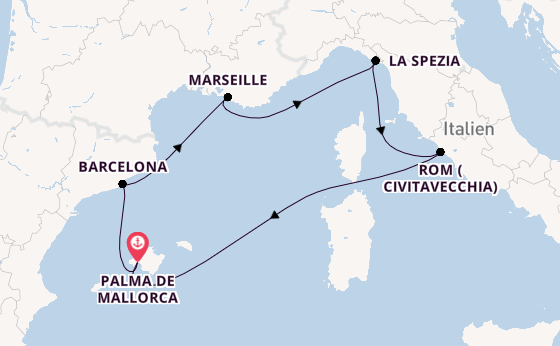 Westliches Mittelmeer ab Palma de Mallorca auf der Mein Schiff 4