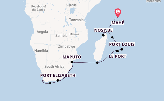 Indische Oceaan vanaf Mahé, Seychellen met AIDAblu