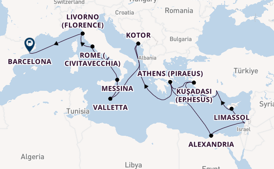 Mediterranean Sea from Athens (Piraeus), Greece with the Rotterdam