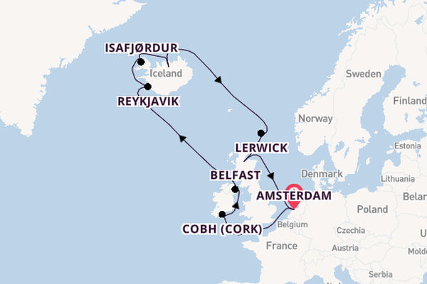 Britse Eilanden vanaf Amsterdam, Nederland met de Celebrity Eclipse
